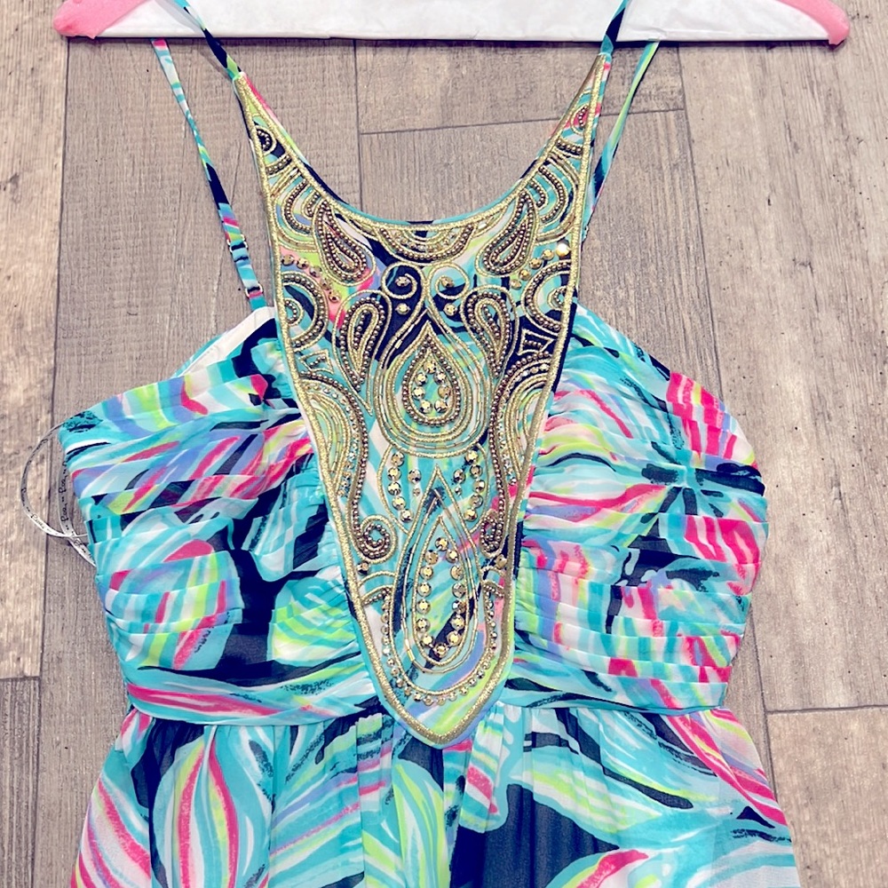 ✨HP✨ Lilly Pulitzer Chiffon Beaded Maxi Dress Size 00 - Picture 5 of 6